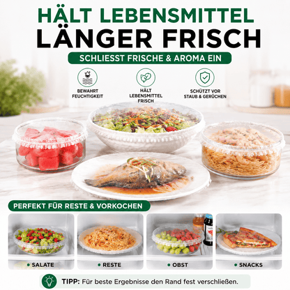 🔥 100 elastische Frischhalte-Abdeckungen für Schüsseln & Teller