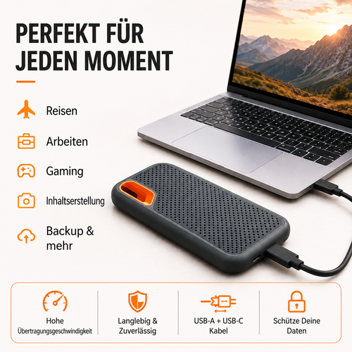 ⚡2TB Type-C Tragbare Mini-SSD | Hochgeschwindigkeits-externes Speicherlaufwerk für Laptop, Desktop und Smartphone🦄💕💕💕