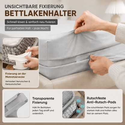 🔥 Nie wieder verrutschende Bettlaken – Unsichtbare Bettlaken-Clips für straffe & ordentliche Ecken 🦄