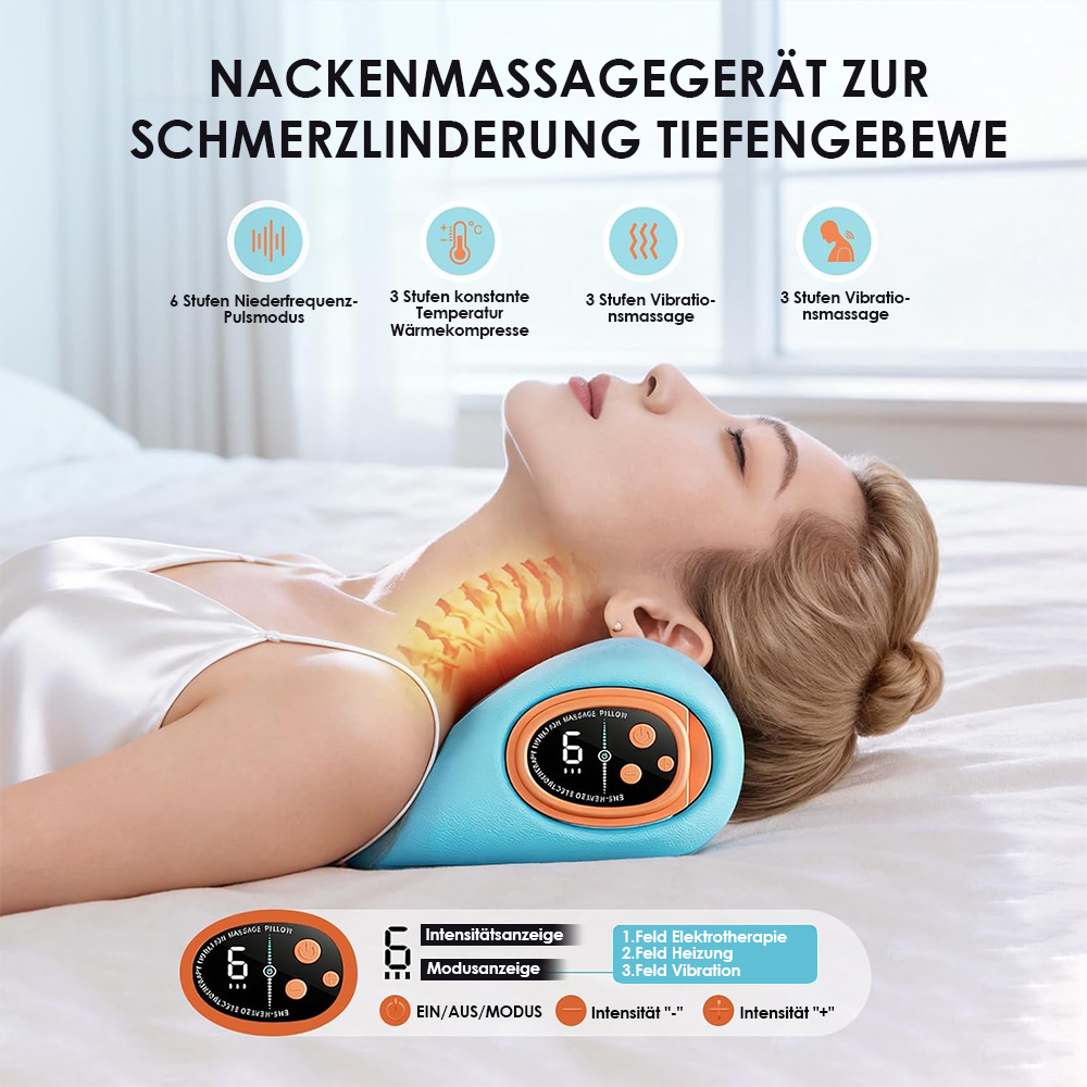 🛑 Schluss mit Nackenschmerzen! | Ergonomisches Massagekissen mit Puls- & Vibrationsmodus