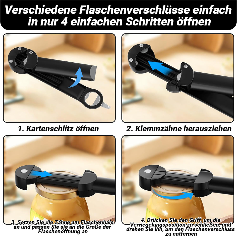 Avasoma® 3-in-1 Multi-Öffner: Für Schraubgläser, Kronkorken und Getränkedosen – Mit Magnet-Halterung