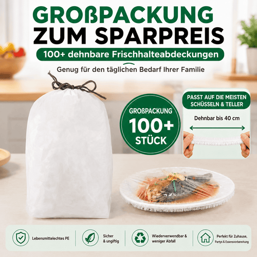 🔥 100 elastische Frischhalte-Abdeckungen für Schüsseln & Teller