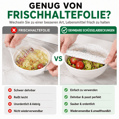 🔥 100 elastische Frischhalte-Abdeckungen für Schüsseln & Teller