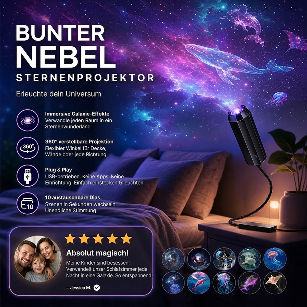 💡🦅BVJ® Plug-and-Play HD-Galaxie- & Ozean-Projektor-Nachtlicht 🐟 Über 50.000 zufriedene Nutzer🐳
