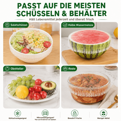 🔥 100 elastische Frischhalte-Abdeckungen für Schüsseln & Teller