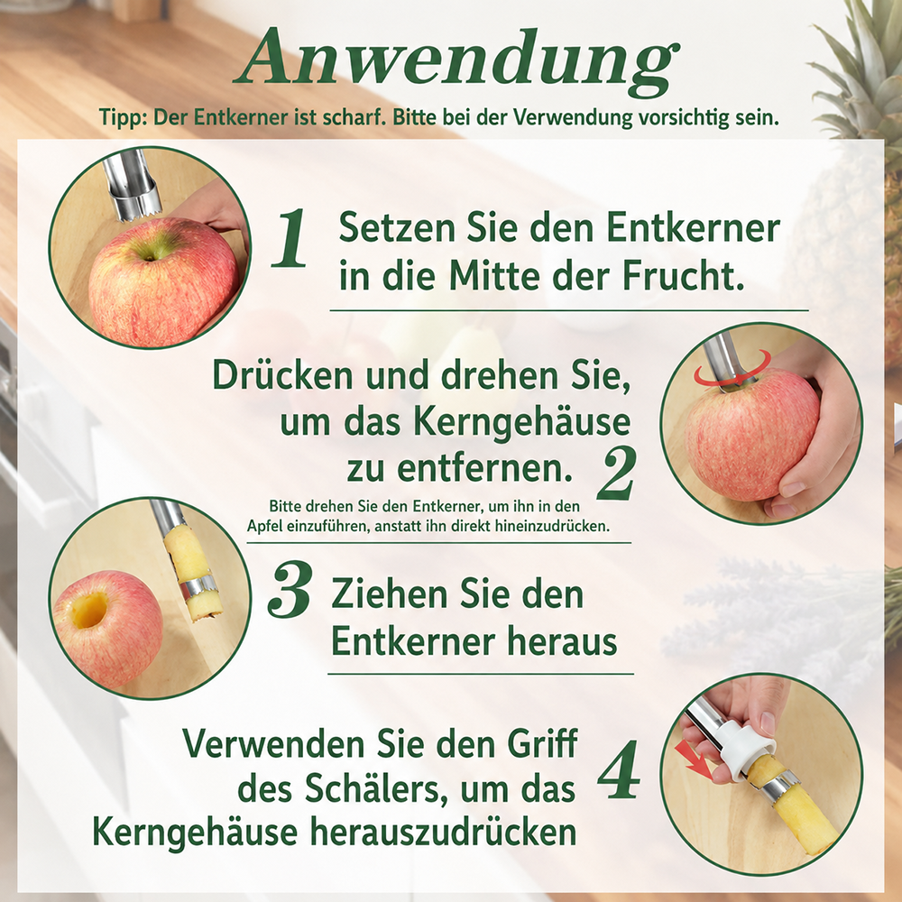 2-in-1 Apfelentkerner und -schäler, Apfelentkerner, Obstentkerner aus Edelstahl 🍎