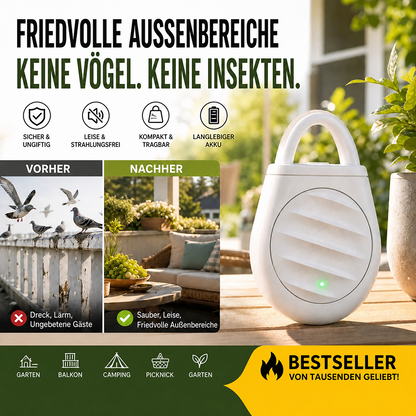 🔥 Nur für kurze Zeit: 3 kaufen, 2 gratis dazu! 🐦 Schluss mit lästigen Vögeln, Wildtieren und Heuschrecken! Tragbarer Ultraschall-Vogelvertreiber als Schlüsselanhänger
