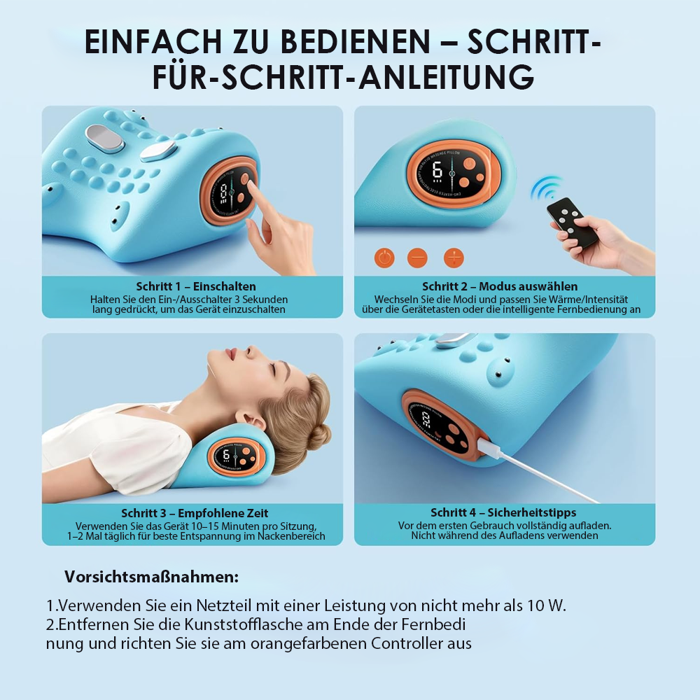 🛑 Schluss mit Nackenschmerzen! | Ergonomisches Massagekissen mit Puls- & Vibrationsmodus