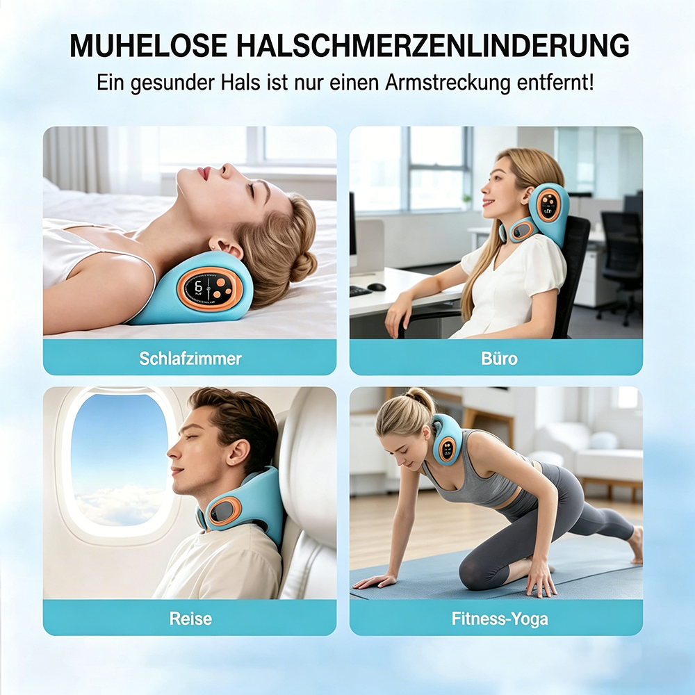 🛑 Schluss mit Nackenschmerzen! | Ergonomisches Massagekissen mit Puls- & Vibrationsmodus