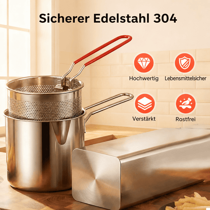 🔥 50 %! 🍳 Multifunktionale Fritteuse aus 304-Edelstahl – lebensmittelecht – spritzschutzoptimiertes Design & Filterkorb für Pommes und Hähnchen 🥟