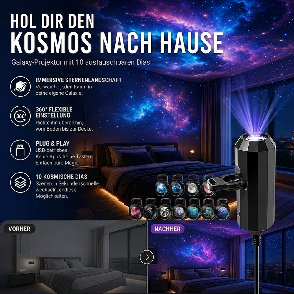 💡🦅BVJ® Plug-and-Play HD-Galaxie- & Ozean-Projektor-Nachtlicht 🐟 Über 50.000 zufriedene Nutzer🐳
