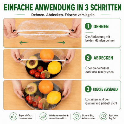 🔥 100 elastische Frischhalte-Abdeckungen für Schüsseln & Teller