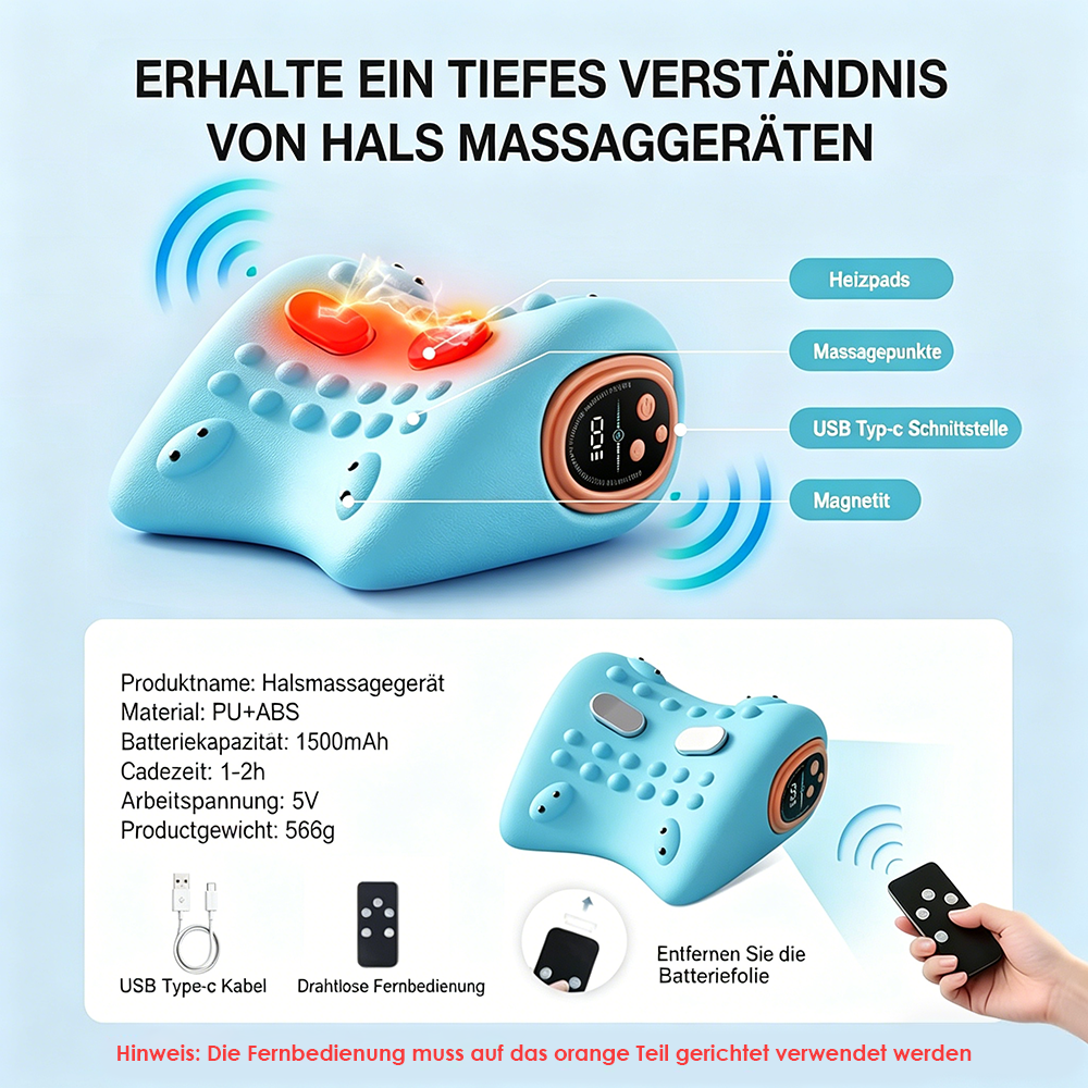 🛑 Schluss mit Nackenschmerzen! | Ergonomisches Massagekissen mit Puls- & Vibrationsmodus