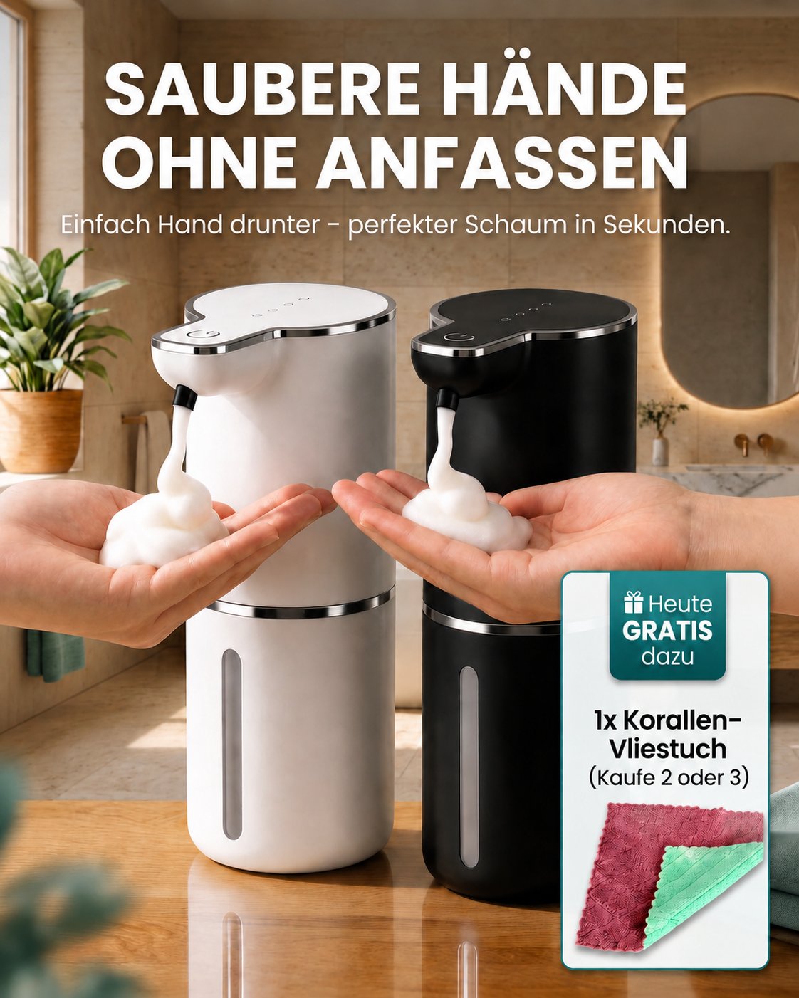Spart bis zu 50% Seife! 💰 Sensor-Schaumspender XL – Weniger Verbrauch, mehr Ordnung 🏠